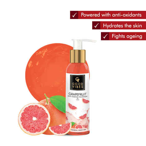 Buy Good Vibes Grapefruit Anti-Ageing Face Wash | Anti-Acne, Hydrating, Cleansing | No Parabens, No Mineral Oil, No Animal Testing (120 ml) - Purplle