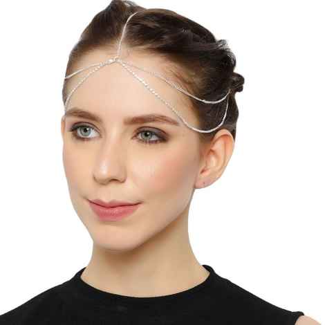 Buy Femnmas Multi Chain Rhinestone Silver Party Head Chain - Purplle