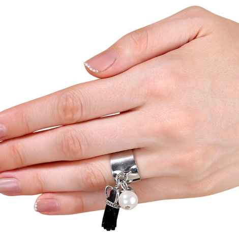 Buy Femnmas Grey Multi Tassel Ring - Purplle