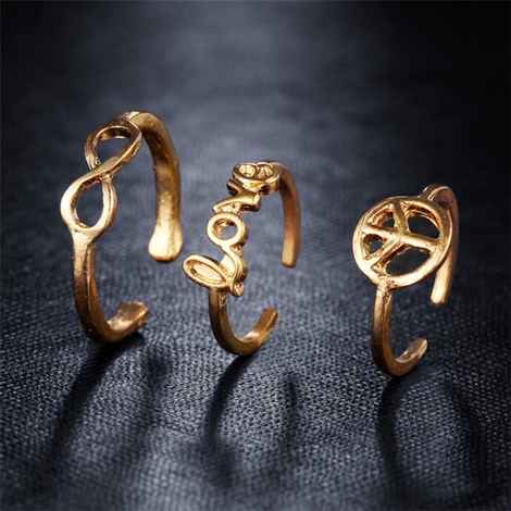 Buy Femnmas Peace Love Toe Ring Set - Purplle