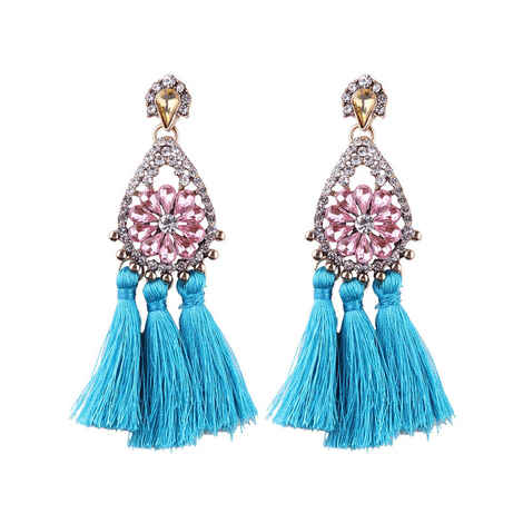Buy Femnmas Beautiful Turquoise Blue Stone Thread Tassel Party Earrings - Purplle