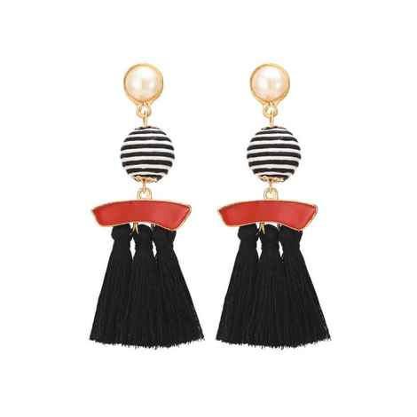 Buy Femnmas Black And Red Tassel Striped Thread Tassel Earrings - Purplle