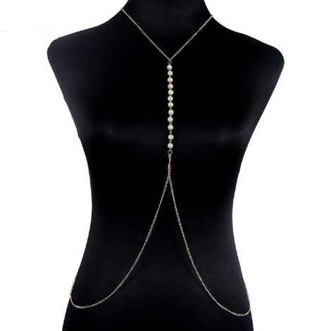 Buy Femnmas Party Fancy Multi Pearls Layered Body Chain Harness - Purplle