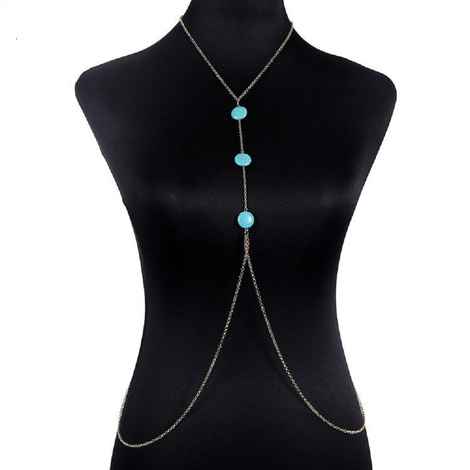 Buy Femnmas Blue Beaded Gold Party Body Chain - Purplle