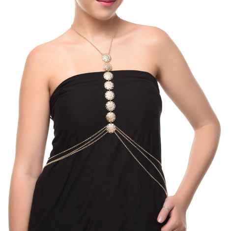 Buy Femnmas Gold Coin Multi Chains Link Body Chain - Purplle