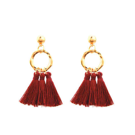 Buy Femnmas Red Thread Ethnic Earring - Purplle