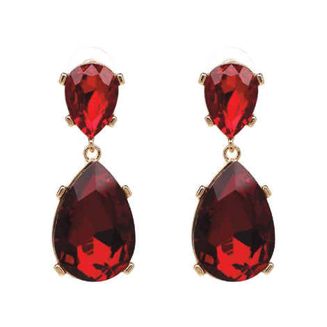 Buy Femnmas Red Gemstone Studded Party Fancy Earrings - Purplle
