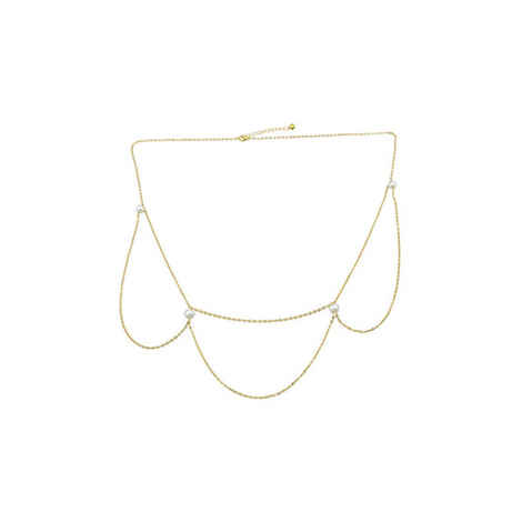 Buy Femnmas Golden Pearl Fringe Belly Chain - Purplle