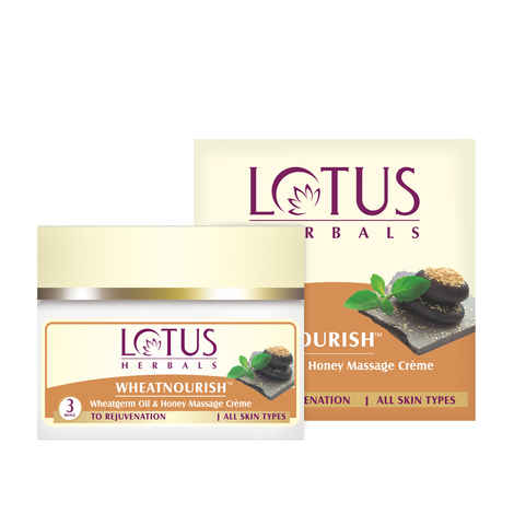 Lotus Herbals Wheatnourish Wheatgerm Oil & Honey Massage Cream | Rejuvenates Skin | For All Skin Types | 50g