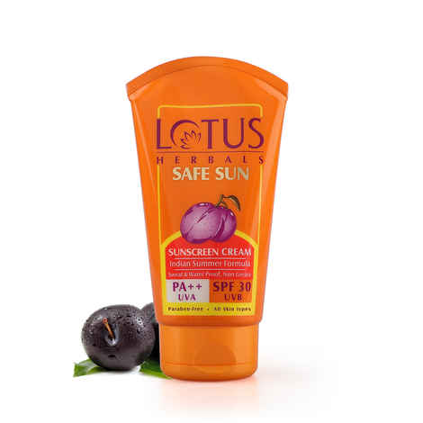 Lotus Herbals Safe Sun Sunscreen Cream - Indian Summer Formula | SPF 30 | PA++ | Non-Greasy | Sweat & Water Resistant | 100g