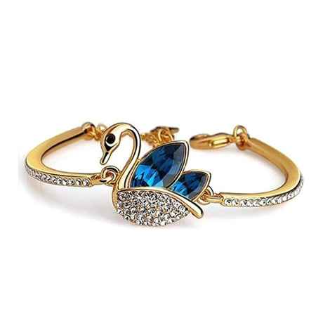 Buy Crunchy Fashion Austrian Crystal Golden Blue Swan Bracelet - Purplle