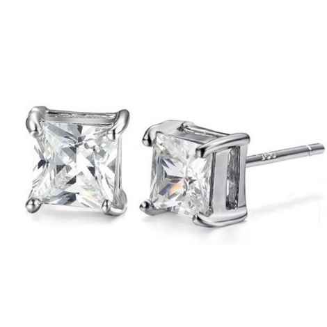 Buy Crunchy Fashion Square Princess Cut Silver Studs - Purplle