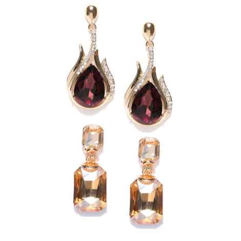 Buy Crunchy Fashion Golden Plated Peach & Coffie Colored Earring Combo - Purplle