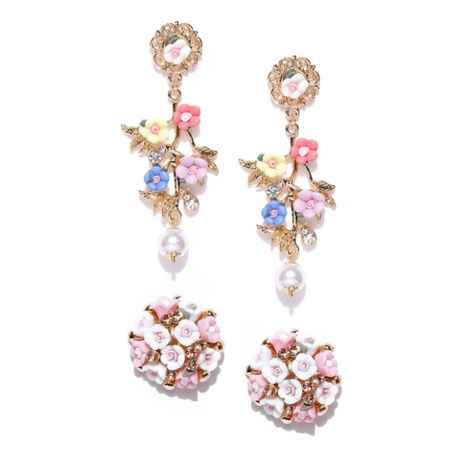 Buy Crunchy Fashion Clay Flower Embellished Multi Earrings With Combo - Purplle