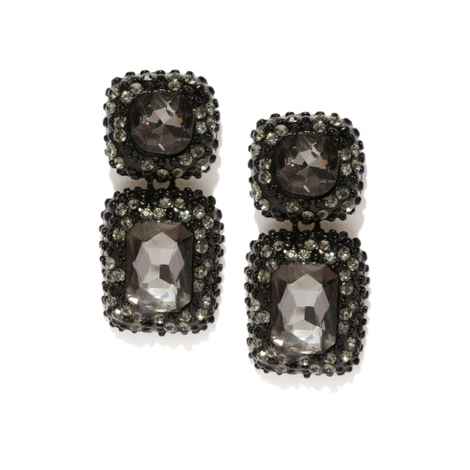 Buy Crunchy Fashion Black Crystal Drop Earrings - Purplle