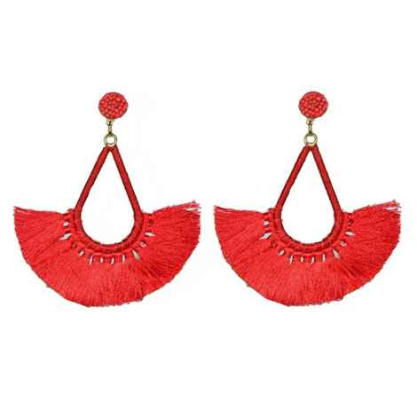 Buy Crunchy Fashion Red Feather Teasel Earring - Purplle
