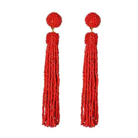Buy Crunchy Fashion Bohemian Red Beaded Tassel Earrings - Purplle