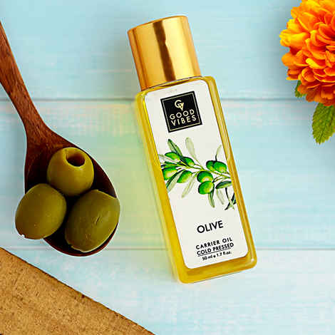 Buy Good Vibes Olive 100% Pure Cold Pressed Carrier Oil For Hair & Skin | Hair Repair, Anti-Ageing | No Parabens, No Animal Testing (50 ml) - Purplle