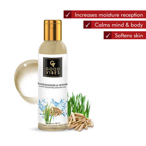 Buy Good Vibes Super Soothing Shower Gel (Body Wash) - Sandalwood & Vetiver (100 ml) - Purplle
