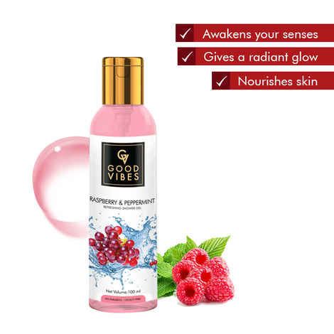 Buy Good Vibes Refreshing Shower Gel (Body Wash) - Raspberry & Peppermint (100 ml) - Purplle