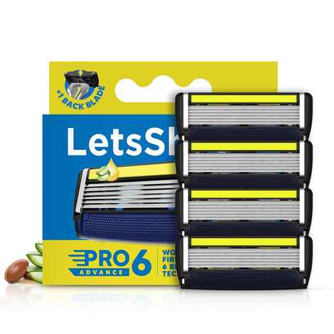 Buy LetsShave Pro 6 Advance Shaving Razor Blades for Men, Pack of 4 Blades Cartridge (4-Count) - Purplle