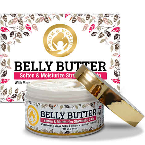 Mom & World Belly Butter with Mango & Cocoa Butter (100 g) - Soften & Moisturizes Stretching Skin