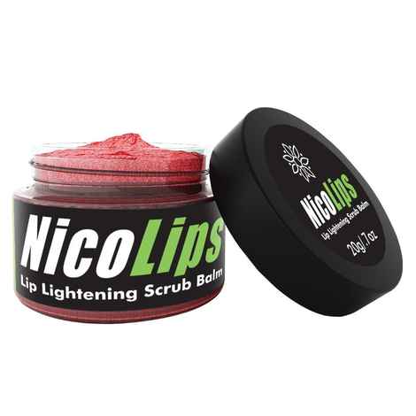 NicoLips - Lip Scrub Gel Cream for Lightening & Brightening Dark Lips, 20g Moisturizing Pre Make Up & Removes Nicotine/Shisha Marks