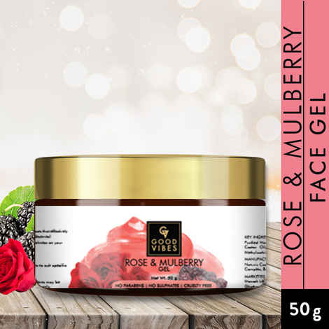 Good Vibes Rose & Mulberry Hydrating Face Gel |Anti-Ageing, Skin Glowing, Lightening | No Parabens, No Sulphates, No Mineral Oil (50 g)