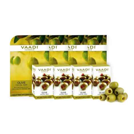 Vaadi Herbals Olive Facial Bar with Cane Sugar Extract (25 g) (Pack of 4)