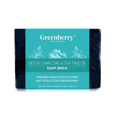 Greenberry Organics Detox Charcoal & Tea Tree Oil Soap Brick (150 g)