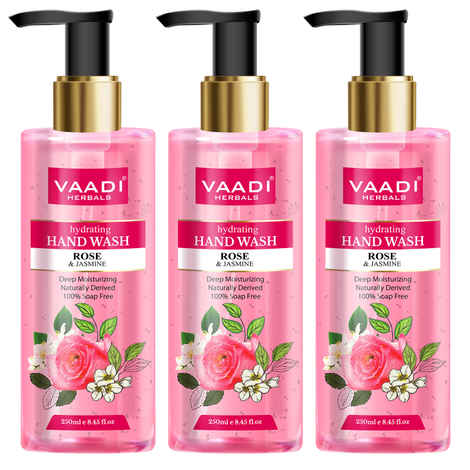 Buy Vaadi Herbals Pack of 3 Hydrating Rose & Jasmine Hand Wash (250 ml x 3) - Purplle