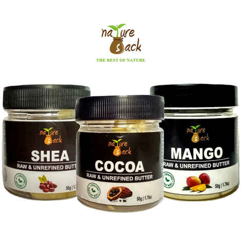 NatureSack Raw Cocoa Shea and Mango Premium Butter Combo - Pack of 3 (150 g)