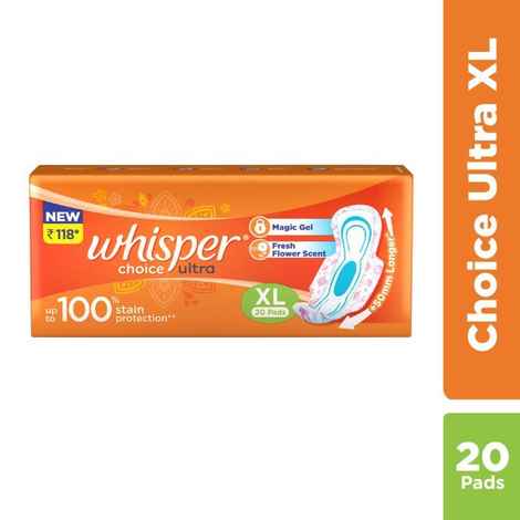 Whisper Choice Ultra Wings 20 Pads Xl