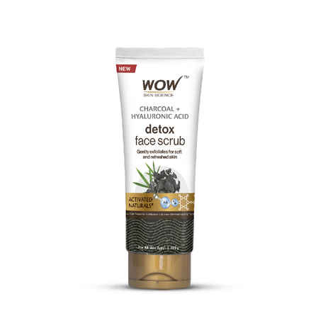 Buy WOW Skin Science Charcoal & Hyaluronic Acid Detox Face Scrub | Deeply Cleanses & Hydrates Skin | Unclogs Pores & Removes Blackheads | Controls Excess Oil | Improves Skin Elasticity- 100 ml - Purplle
