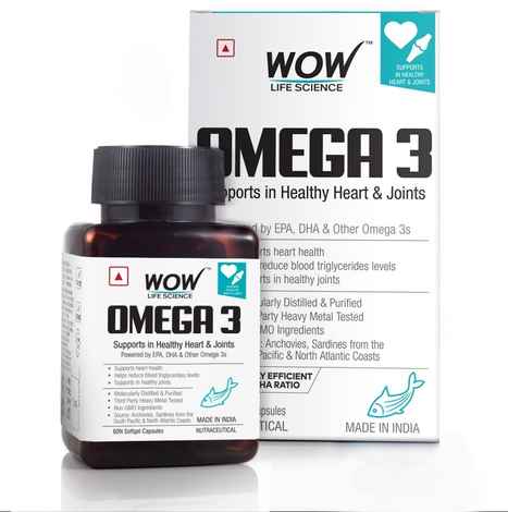Buy WOW Life Science Omega-3 Capsules With Fish Oil - Fatty Acid Enriched 60 Capsules - 60 Capsules 1300mg - Purplle