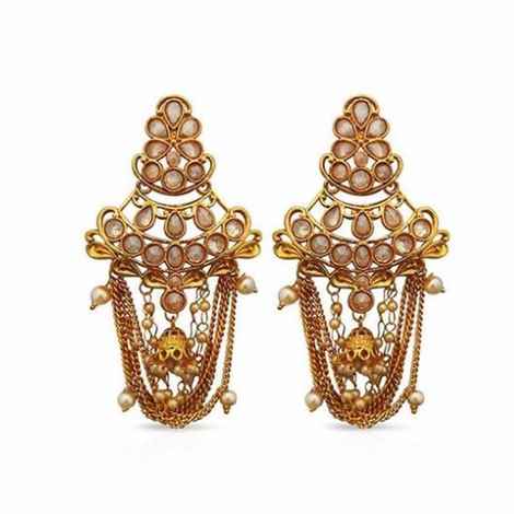 Buy Ferosh Zyanya Golden Drop Earrings - Purplle