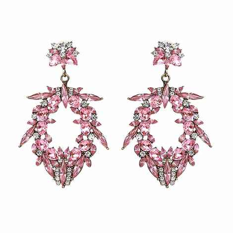 Buy Ferosh Rose Rhinestone Dangler Earrings - Purplle
