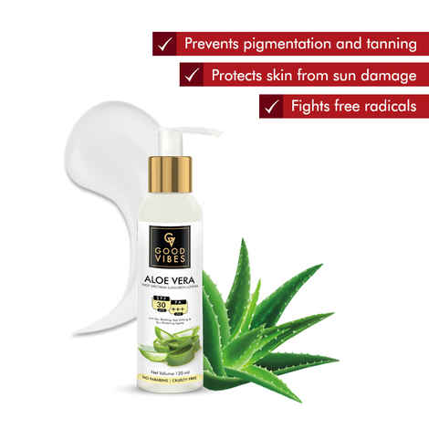 Buy Good Vibes Aloe Vera Infused Sunscreen Lotion with SPF 30 (120 ml) - Purplle