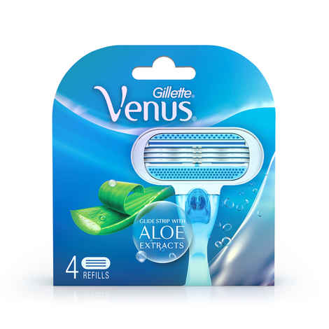 Buy Gillette Venus Hair Removal Razor Blades/Refills/Cartridges (4 pieces) for Women - (Aloe Vera Glidestrip) - Purplle
