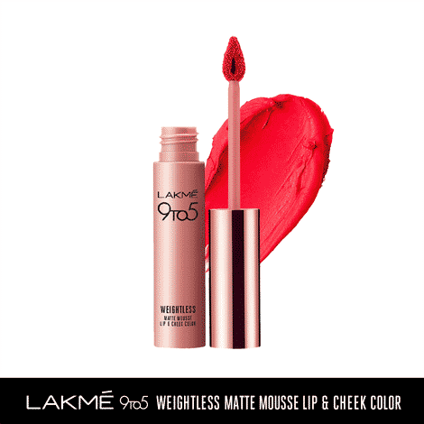Lakme 9 To 5 Weightless Matte Mouse Lip & Cheek Color - Coral Cushion (9 g)
