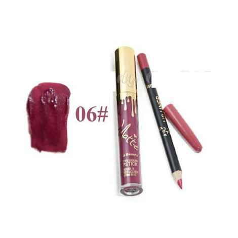 Kiss Beauty Matte Liquid Lip Stick and Lip Liner (06)