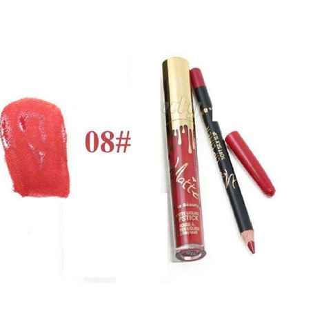 Kiss Beauty Matte Liquid Lip Stick and Lip Liner (08)