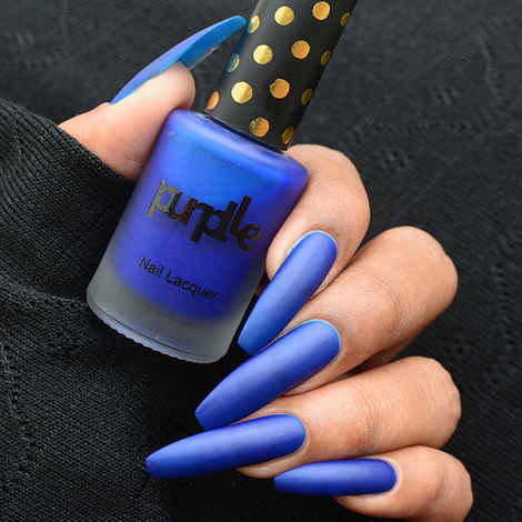 Purplle Nail Lacquer, Blue, Matte - High On Booze 14 | No streaks | Chip resistent | Long Lasting | One-swipe Application | Quick Drying | Highly Pigmented (9 ml)