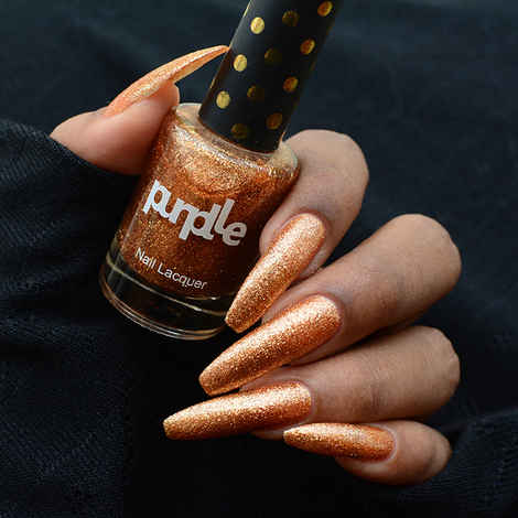 Purplle Nail Lacquer, Brown, Glitter - High On Mounteering 8 | High Shine | Quick Drying | Consistent Shade | One-swipe Application