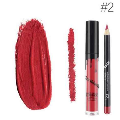 Buy Kiss Beauty Matte Liquid Lipgloss Lipstick and Lip Liner (02) - Purplle