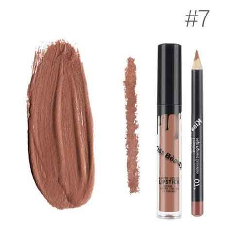 Buy Kiss Beauty Matte Liquid Lipgloss Lipstick and Lip Liner (Shade 7) - Purplle