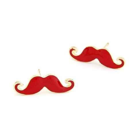 Buy Crunchy Fashion Red Mustache Studs - Purplle