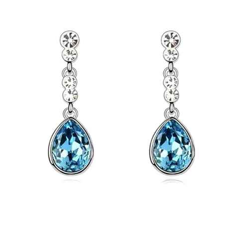 Buy Crunchy Fashion Austrain Crystal Blue WaterDroplet Earrings - Purplle
