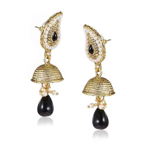 Buy Crunchy Fashion Pearl Arounds Black Jhumki - Purplle