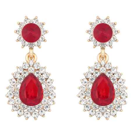 Buy Crunchy Fashion Embellished Red Crystal Drop Earrings - Purplle